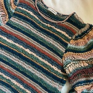 Ulla Johnson Electra Earth Tones Multicolor Striped Chunky Knit Boho Sweater